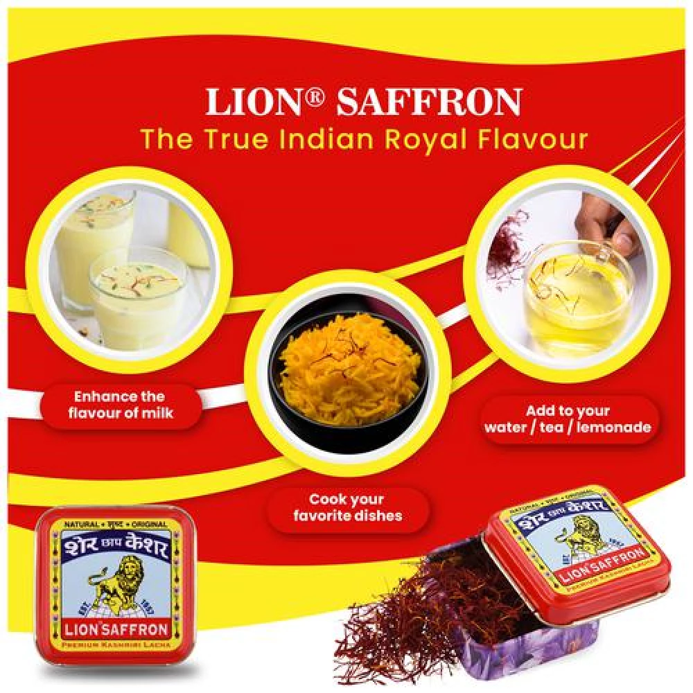 LION SAFFRON Pure Kashmiri Lacha Kesar Certified Grade A+ - Improves Health, 1 g-7.webp